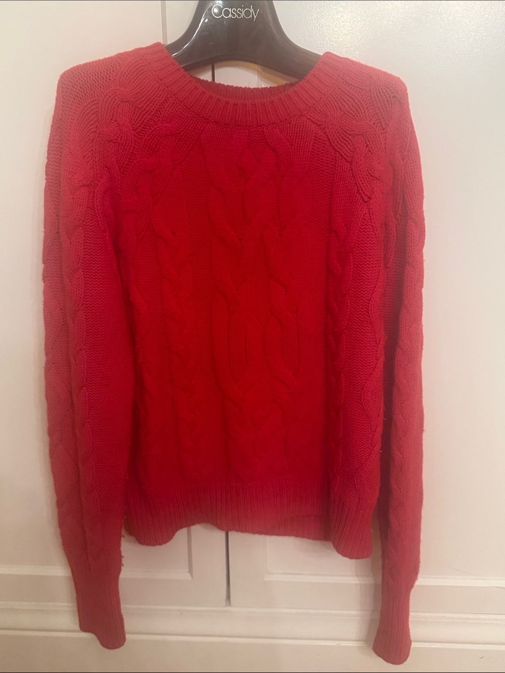 Ann Taylor Cable Knit Crew Neck Sweater- red size large